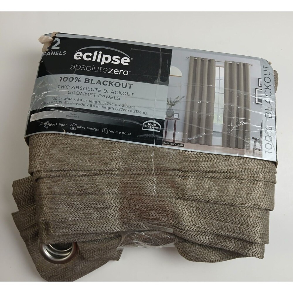 NEW Eclipse Absolute Zero 50 x 84 Grommet 2 curtain panels 'Brown' #CT130
